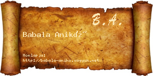 Babala Anikó névjegykártya